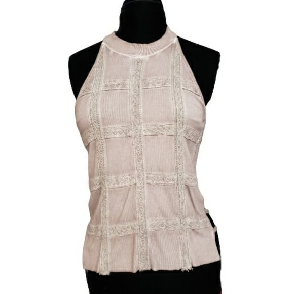 Willow & Root Tops - NEW Willow & Root Mauve Embroidered Strappy Halter Neck Top Large Feminine Girly